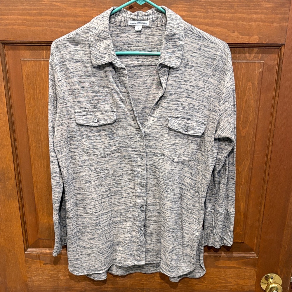 NWOT James Perse Gray Button-Up Shirt size 3 large